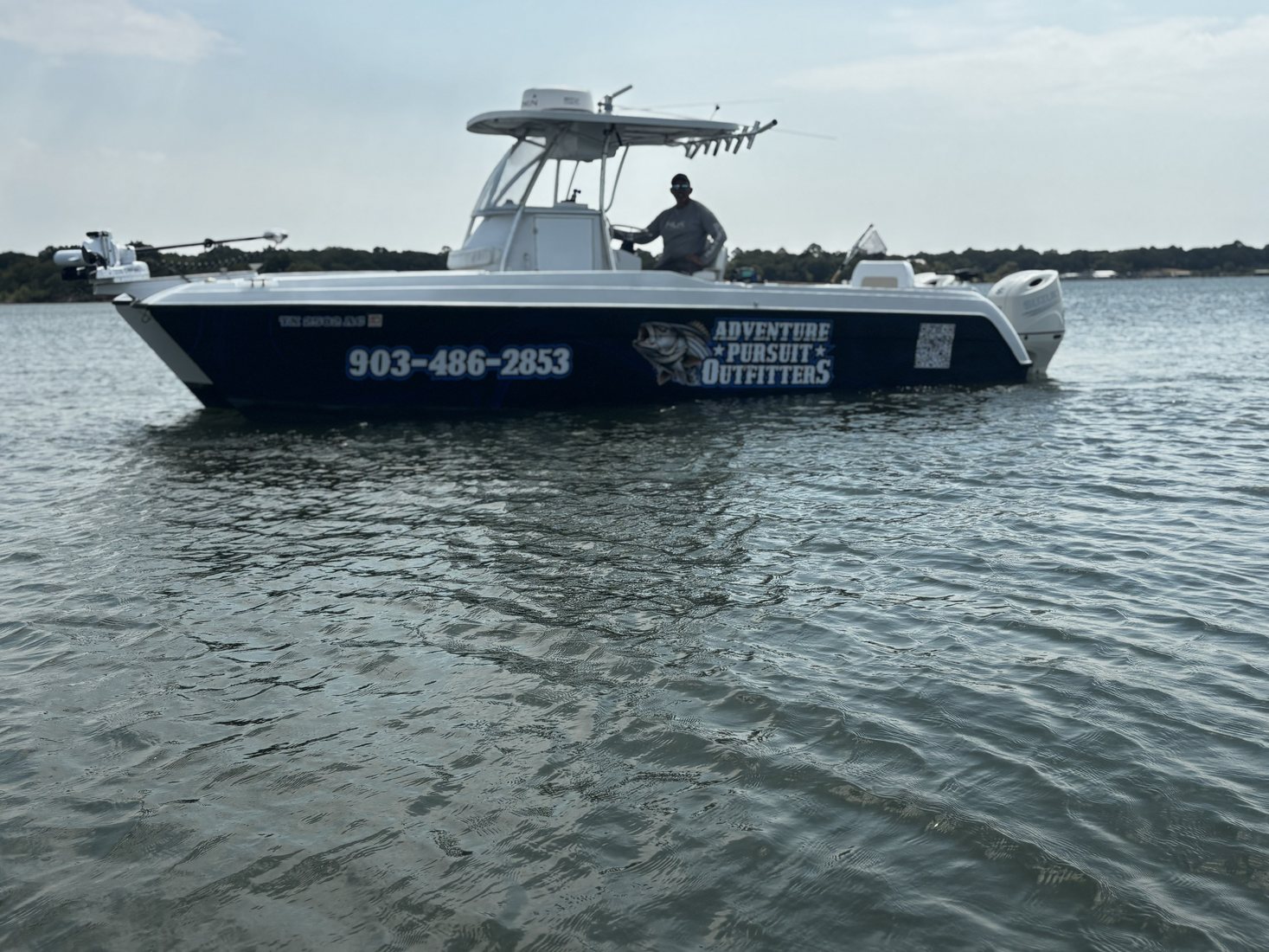 Adventure Pursuit Outfitters guide boat on Lake Texoma